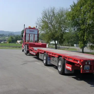 Red deck trailer